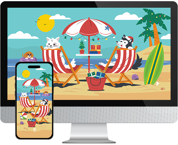 Desktop & mobile example of  "Sandy Claws" pet wallpaper for phones