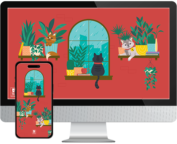 Desktop & mobile example of  "Spring Plants" pet wallpaper for phones